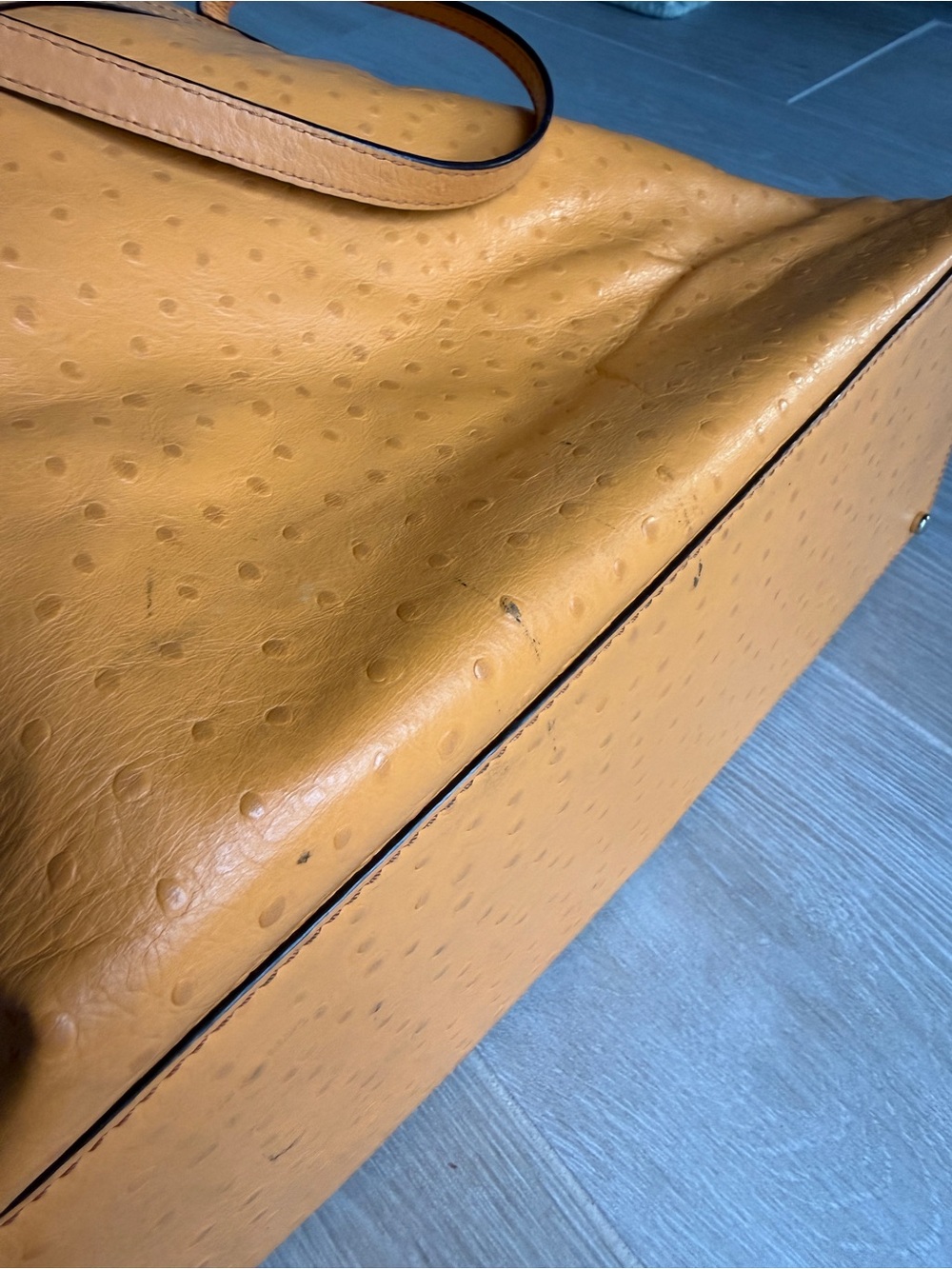kate spade Orange Ostrich-Embossed Shoulder Tote - Picture 13 of 15